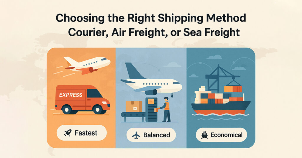 Choosing the right shipping methods courier air freight or sea freight