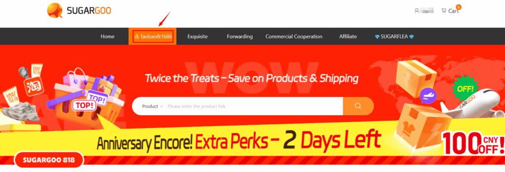 Click Taobao&1688 tab on Sugargoo to browse products