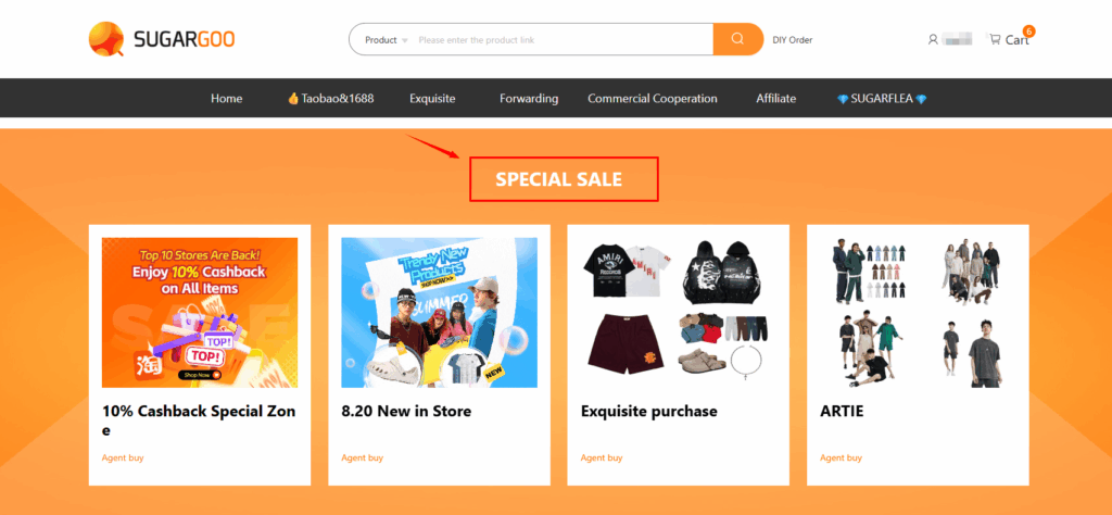 Sugargoo Exquisite Mall special sale zone with seasonal products