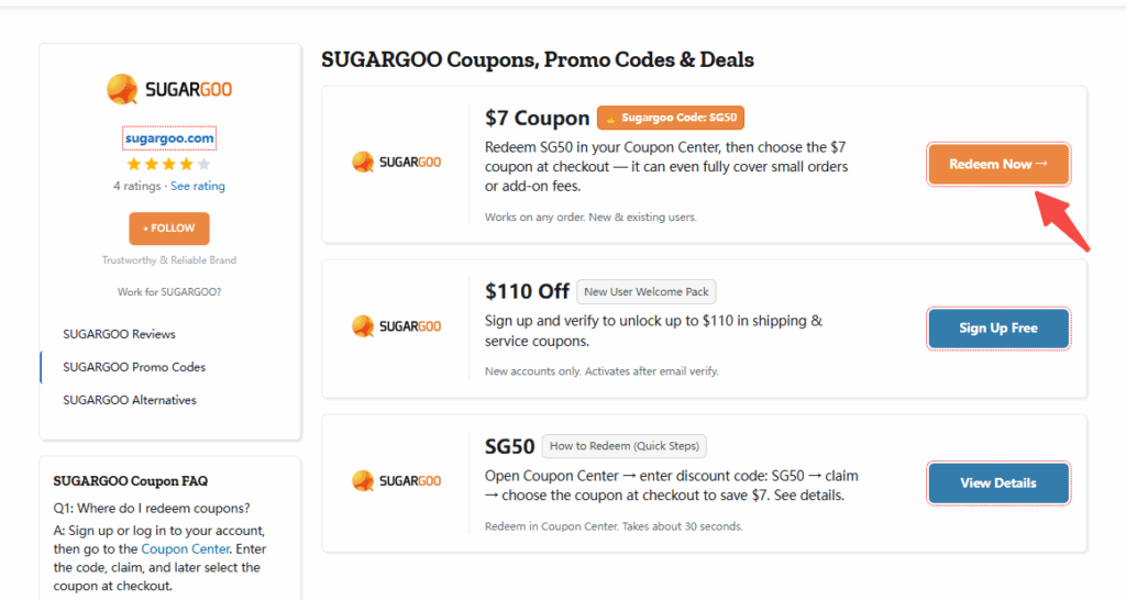 button next to the SG50 coupon