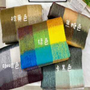 AC 2025 Rainbow Plaid Mohair Scarf Long Soft Warm Winter Unisex Knitted Wrap