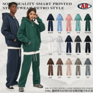 ARTIE 2025 Heavyweight Fleece Tracksuit 350g Men’s Zip-Up Hoodie and Sweatpants Streetwear Set