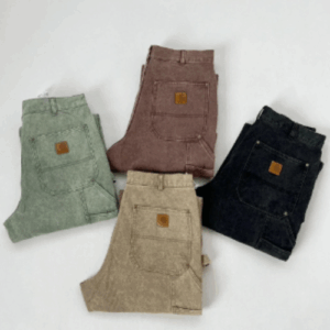 CarWear B01 B136 Heavyweight Washed Canvas Work Pants Double Knee Carpenter Utility Trousers