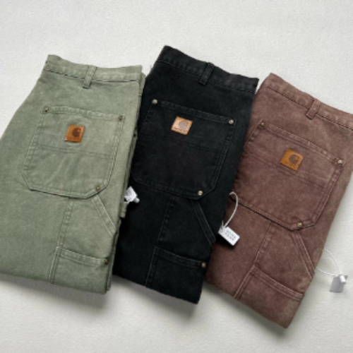 CarWear B01 B136 Heavyweight Washed Canvas Work Pants Double Knee Carpenter Utility Trousers