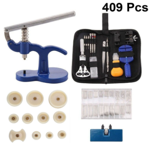 Corgeut 409PCS Watch Repair Tool Kit W18 Band Removal Case Opener Press Set