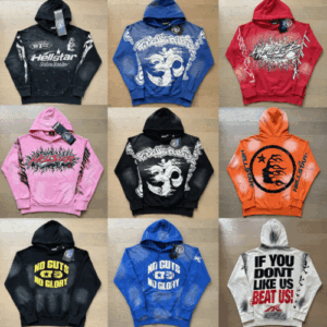 Hellstar Printed Hoodie Set Streetwear Pullover Tracksuit Men’s Oversized Graphic Sweatshirt