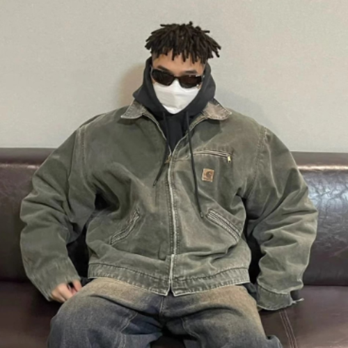 J97 Vintage Washed Denim Jacket Unisex Retro Distressed Casual Outerwear Five Colors