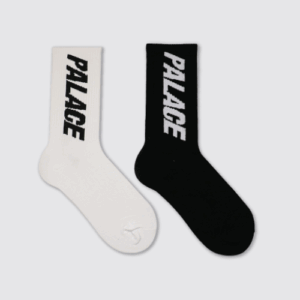 PA Logo Crew Socks Unisex Cotton Streetwear Skate Sport Socks Black White Letter Design