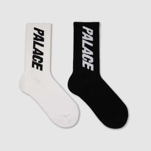 PA Logo Crew Socks Unisex Cotton Streetwear Skate Sport Socks Black White Letter Design
