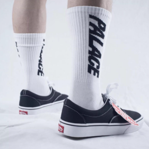 PA Logo Crew Socks Unisex Cotton Streetwear Skate Sport Socks Black White Letter Design