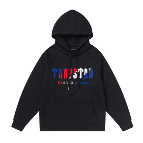 UrbanRhythm Blue Red Towel Embroidery Hoodie and Pants Set Unisex Streetwear Tracksuit