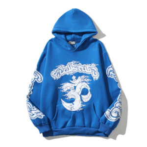 YeezyStyle Vintage Hellstar Print Hoodie Men’s Cotton Washed Flame Graphic Streetwear Pullover