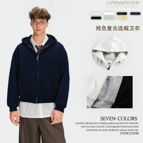 ANS 420g Heavyweight Vintage Zip-Up Hoodie Unisex Loose Fit Streetwear Jacket-3 ANS 420g Heavyweight Vintage Zip-Up Hoodie Unisex Loose Fit Streetwear Jacket