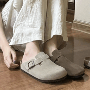 BK Retro Leather Clog Slides Unisex Closed Toe Slip-On Cork Sole Casual Mules