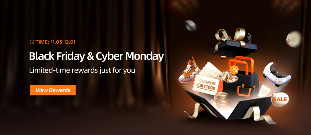 SUGARGOO Black Friday & Cyber Monday 2025 banner — limited-time rewards, coupons, and mega sale from November 3 to December 1
