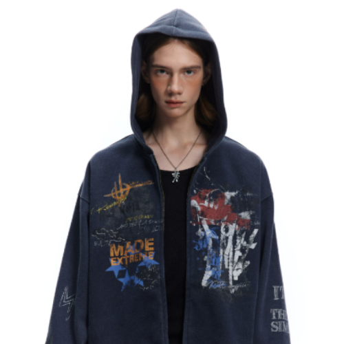MADEEXTREME Graffiti Zip-Up Hoodie Unisex Oversized Streetwear Hip Hop Hooded Jacket-2 MADEEXTREME Graffiti Zip-Up Hoodie Unisex Oversized Streetwear Hip Hop Hooded Jacket