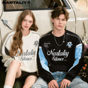 NARTALIY Retro Colorblock Raglan Sweatshirt Unisex Crewneck Pullover Long Sleeve Sportswear