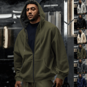 UrbanEdge Waterproof Zip-Up Hoodie Men’s Solid Color Casual Fall Winter Jacket