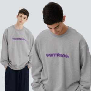 WARMTREES 2025 FW Embroidered Logo Crewneck Sweatshirt Minimalist Cotton Pullover