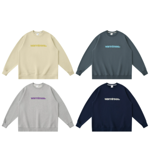 WARMTREES 2025 FW Embroidered Logo Crewneck Sweatshirt Minimalist Cotton Pullover-3 WARMTREES 2025 FW Embroidered Logo Crewneck Sweatshirt Minimalist Cotton Pullover