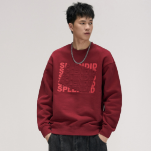 480g Heavyweight Embossed Graphic Crewneck Sweatshirt Men’s Loose Fit American Streetwear Pullover