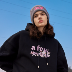 AFGK Bloom Series Embroidered Fleece Hoodie Unisex American Streetwear Pullover