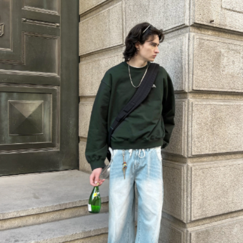 CountryMoment 490g Long-Staple Cotton Clean Fit Crewneck Sweatshirt Unisex Vintage Cropped Pullover