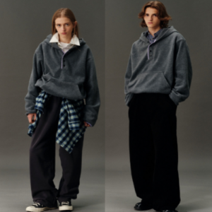 CountryMoment Vintage Half-Zip Fleece Hoodie Unisex Cropped Drawstring Hem Pullover