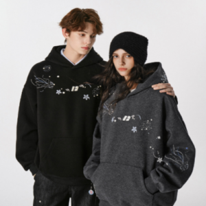 FORNINES Pearl Studded Embroidered Heavyweight Fleece Hoodie Unisex American Streetwear Jacket