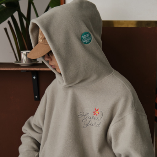 HavenYard Floral Embroidered Fleece Hoodie Minimalist Vintage Casual Pullover Sweatshirt
