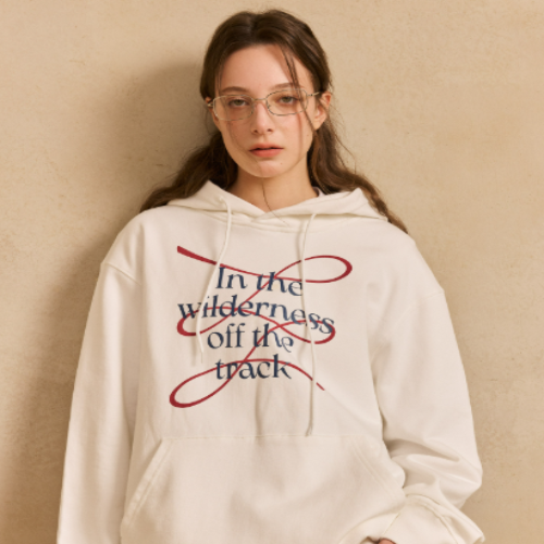 LR MADE 25AW Slogan Line Print Hoodie 380G Cotton Oversized Unisex Pullover