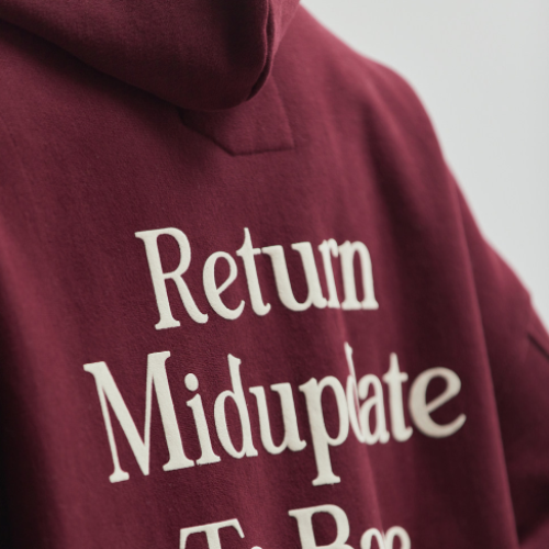 MIDUPDATE Vintage Letter Heavyweight Fleece Hoodie Men’s Loose Fit Red American Streetwear Jacket