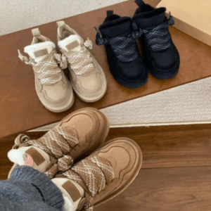 Mel Series Thick-Soled Low-Cut Leather Fleece-Lined Warm Winter Shoes