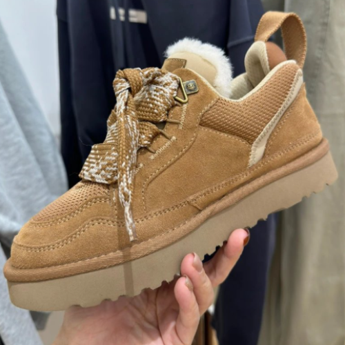 Mel Series Thick-Soled Low-Cut Leather Fleece-Lined Warm Winter Shoes