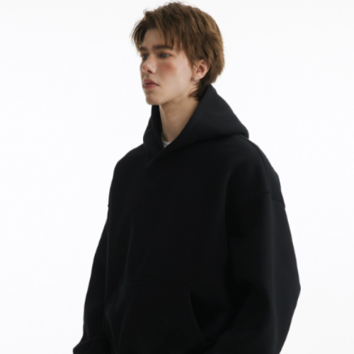 Nandchn 500g Heavyweight Clean Fit Cropped Fleece Hoodie Unisex American Streetwear Pullover