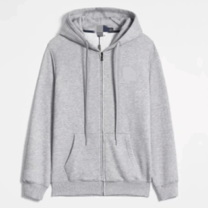 PoloLite Series Luxury Casual Zip-Up Solid Embroidered Grey Hooded Sweatshirt