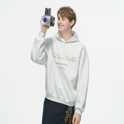 Dream Made Winter Series Fleece Hoodie Grey Oversized Mens Hoodie