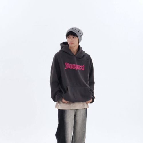 JUMPNEXT Raglan Sleeve 420G Logo Hoodie Oversized Streetwear Fleece