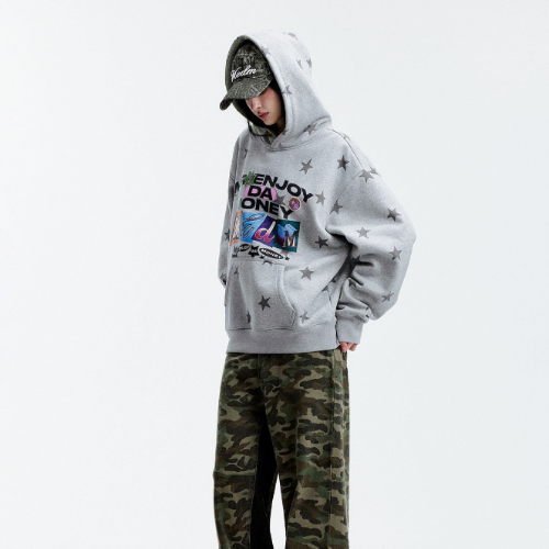 MEDM Star Sketch Series Graphic Fleece Winter Hoodie