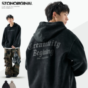 Streetcore Washed Letter Fleece Hoodie Oversized Mens Hoodie