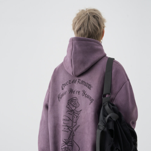 UrbanForge RoseBurn 520G Suede Fleece Hoodie Oversized Autumn Jacket