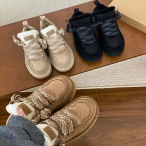 2025 Winter Leather Platform Warm Lined Low Top Sneakers