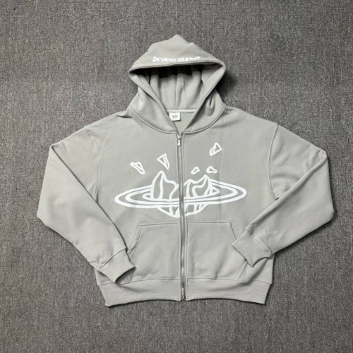 Broken Planet Series Foam Letter Print Fleece Zip Hoodie Set-1 Broken Planet Series Foam Letter Print Fleece Zip Hoodie Set