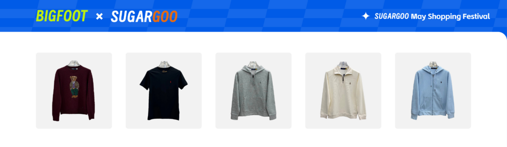 BIGFOOT x Sugargoo May Shopping Festival featured sweaters, T-shirts and hoodie deals