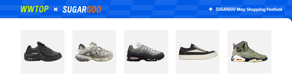 WWTOP x Sugargoo May Shopping Festival featured sneaker deals and footwear discounts