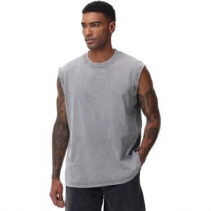 230G Pure Cotton Vintage Washed Sleeveless Men's T-Shirt-1
