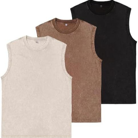 230G Pure Cotton Vintage Washed Sleeveless Men's T-Shirt-2