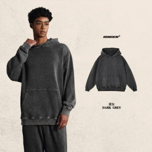 420G Heavyweight Cotton Vintage Washed Men's Pullover Hoodie-1