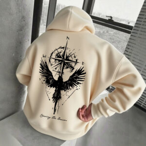 Ink Graffiti Compass Bird Graphic Outdoor Travel T-Shirt-1