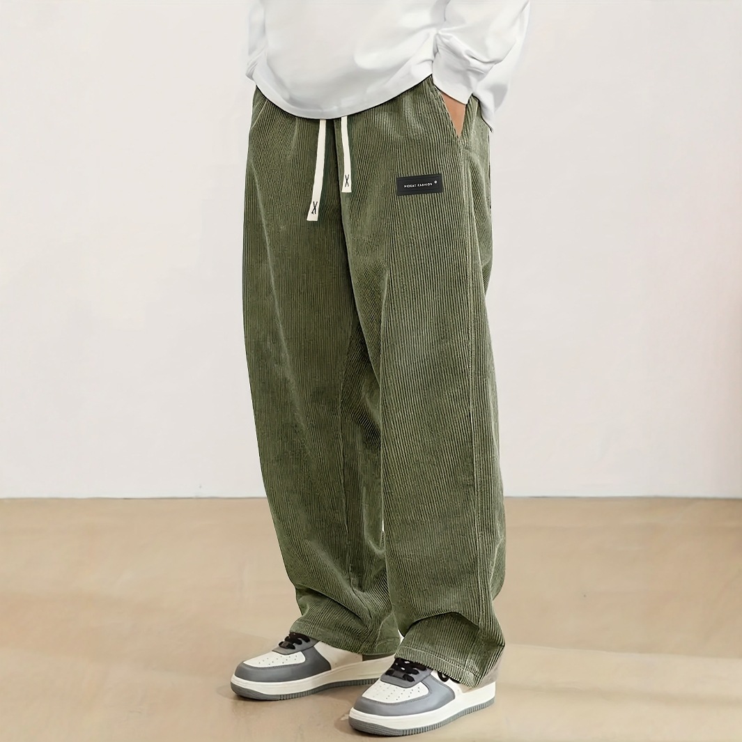 Men's Corduroy Logo Relaxed Fit Casual Pants-2